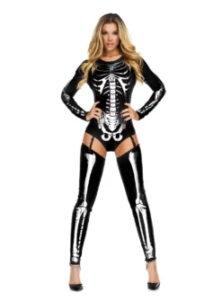 Halloween Soldes 27 Body Squelette Noir Avec Jambières