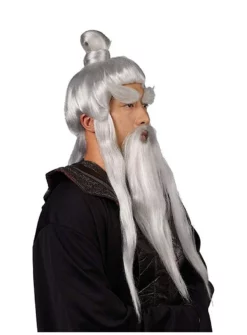 Kit De Perruques De Barbe De Maître Asiatique -Halloween Soldes kit de perruques de barbe de maitre asiatique mw 108414 2
