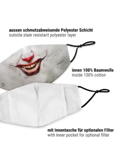 Masque En Tissu Clown De L'horreur -Halloween Soldes masque en tissu clown de lhorreur mw 139620 5 material