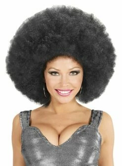 Perruque Afro XXL Noire -Halloween Soldes perruque afro xxl noire mw 135219 2