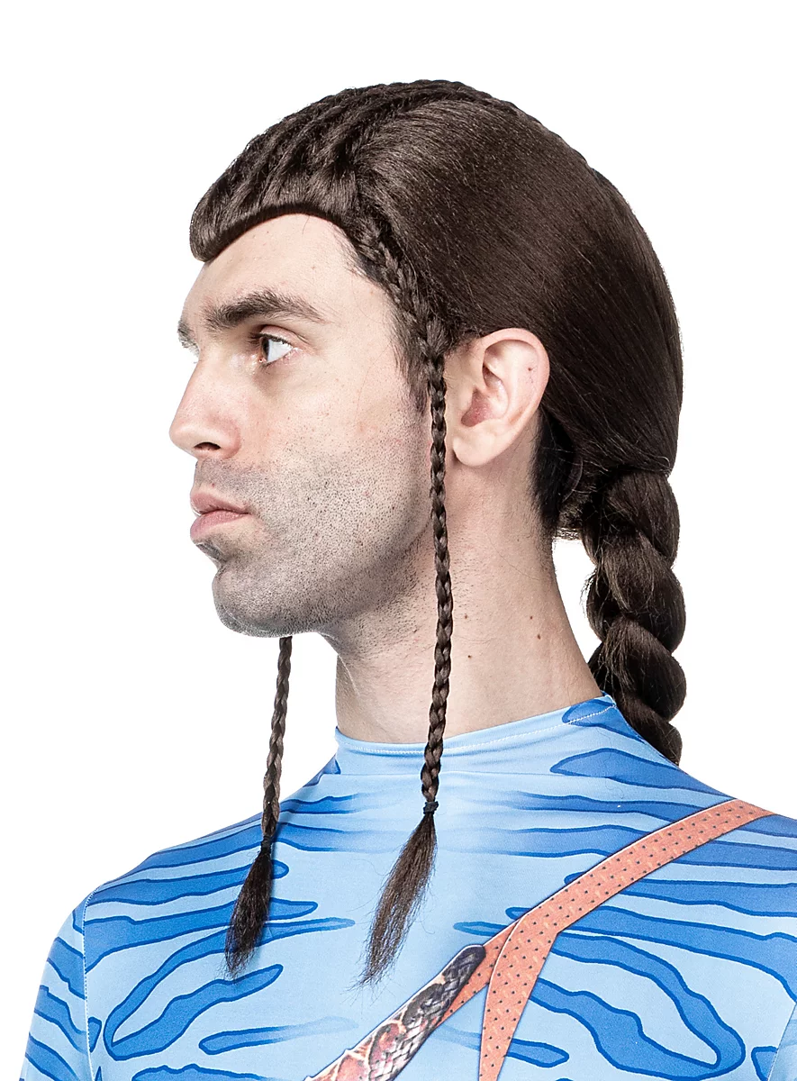 Perruque Bleue De Guerrier Tribal Avec Tresse 7 Perruque Bleue De Guerrier Tribal Avec Tresse – Image 5