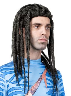 Perruque Bleue De Guerrier Tribal Ouverte -Halloween Soldes perruque bleue de guerrier tribal ouverte 142220 6