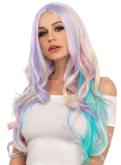 Perruque Bouclée Arc-en-ciel Pastel