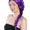 Perruque Cheveux Longs Lilas Avec Tresse Et Mèches Blanches -Halloween Soldes perruque cheveux longs lilas avec tresse et meches blanches 142231 1