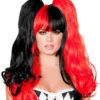 Perruque D'Arlequine Rouge Et Noire -Halloween Soldes perruque darlequine rouge et noire mw 205149 1