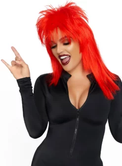 Perruque Rockstar Vokuhila Rouge -Halloween Soldes perruque rockstar vokuhila rouge mw 137142 3