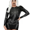 Robe Noire En Strass Squelette -Halloween Soldes robe noire en strass squelette mw 139103 1